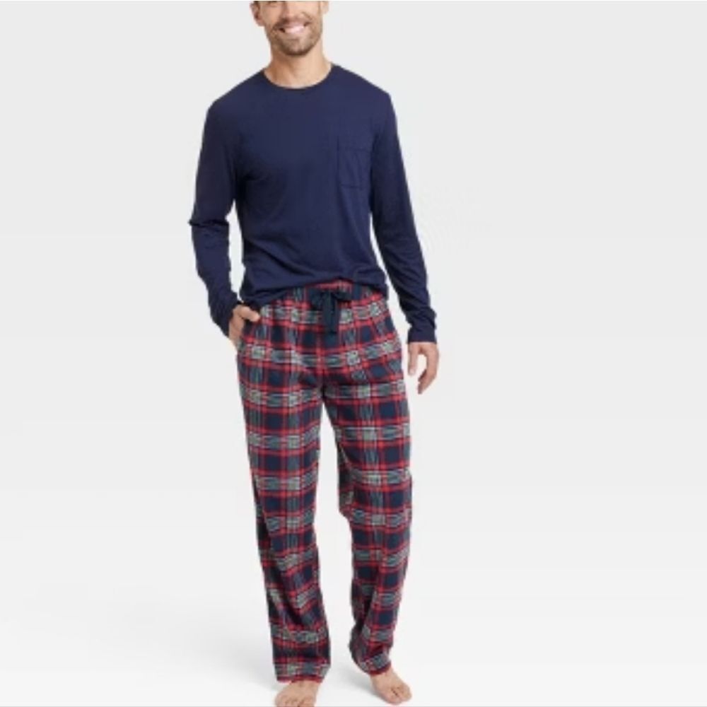 Men's Plaid Pants Pajama Set